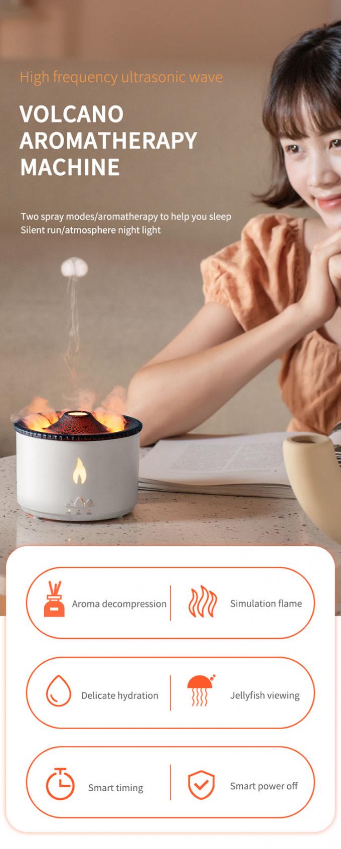 1 ตัวอย่าง Ok Volcano Flame Humidifier Led Color Flame Effect Ultrasonic Aroma Oil Diffuser สําหรับโรงแรม บ้าน Dropshipping 1