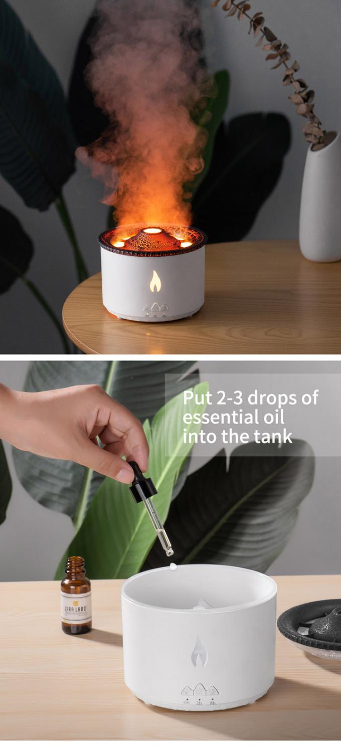 1 ตัวอย่าง Ok Volcano Flame Humidifier Led Color Flame Effect Ultrasonic Aroma Oil Diffuser สําหรับโรงแรม บ้าน Dropshipping 3