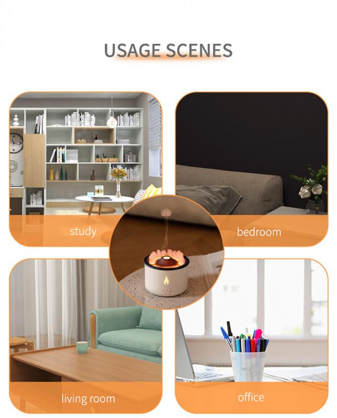 1 ตัวอย่าง Ok Volcano Flame Humidifier Led Color Flame Effect Ultrasonic Aroma Oil Diffuser สําหรับโรงแรม บ้าน Dropshipping 11