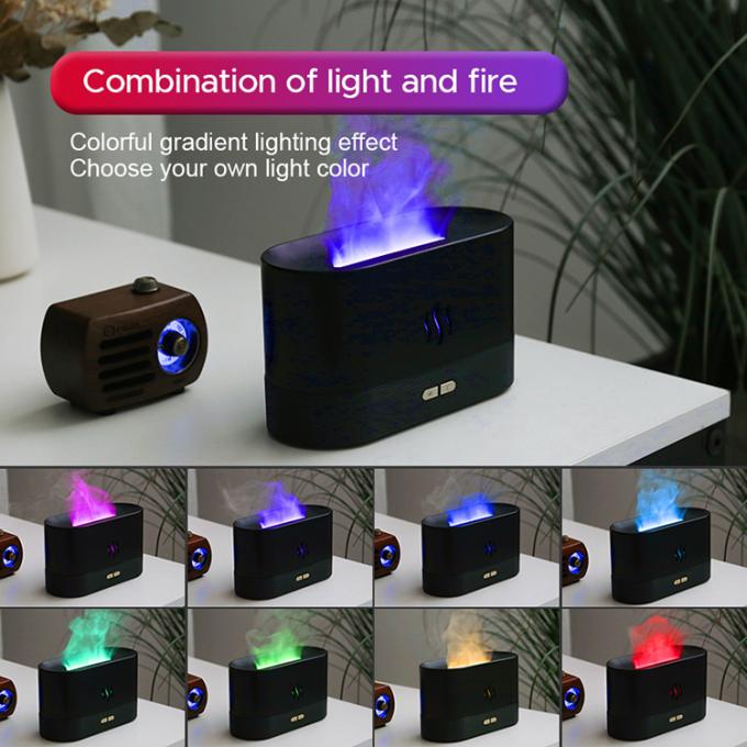 RGB แสงเปลี่ยนสี USB อัลตรasonic Flame Humidifier LED RGB สีสันหลากหลาย น้ํามันจําเป็น ไฟไฟ Aroma Diffuser 2