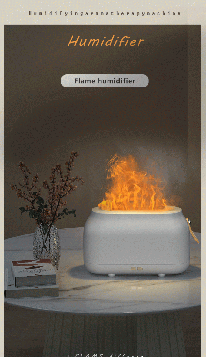 Dropshipping Humificador Rgb Light 180Ml เครื่องปรับอากาศคริสต์มาส Ultrasonic Flame Oil Diffuser เครื่องปรับอากาศ Flame Dropshipping 1