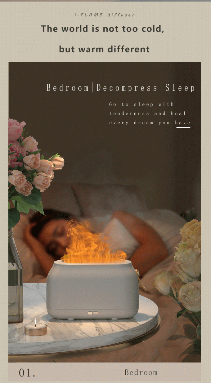 Dropshipping Humificador Rgb Light 180Ml เครื่องปรับอากาศคริสต์มาส Ultrasonic Flame Oil Diffuser เครื่องปรับอากาศ Flame Dropshipping 4