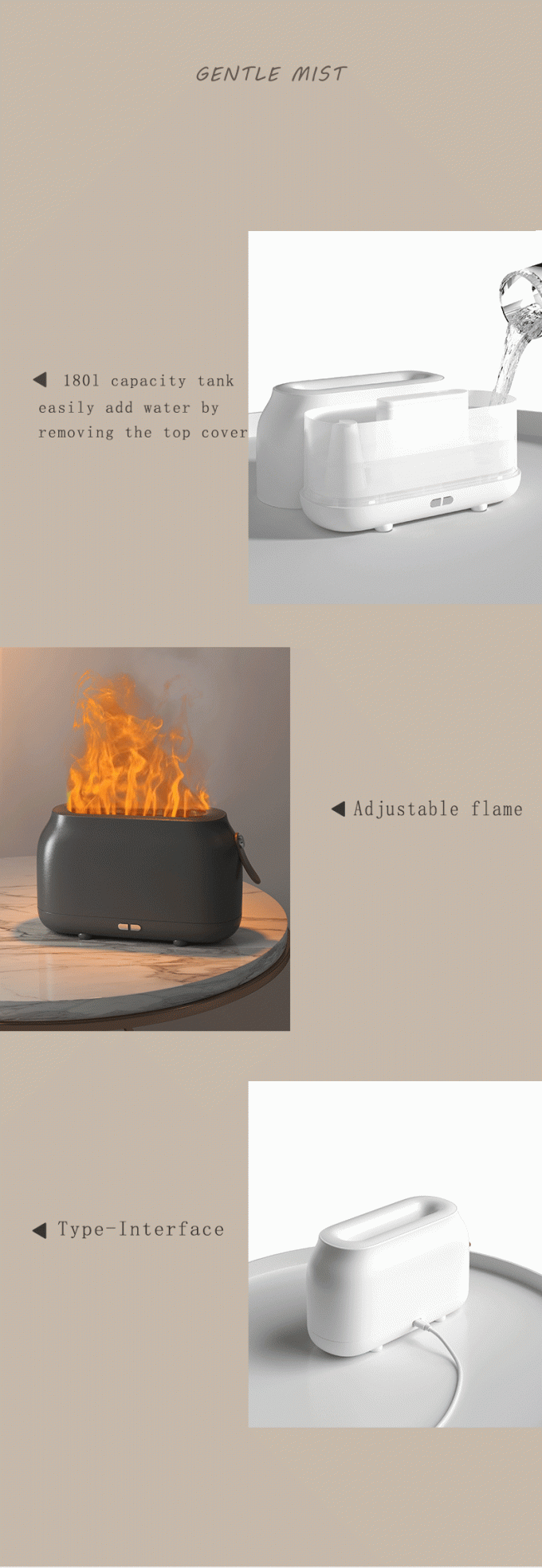 Dropshipping Humificador Rgb Light 180Ml เครื่องปรับอากาศคริสต์มาส Ultrasonic Flame Oil Diffuser เครื่องปรับอากาศ Flame Dropshipping 9