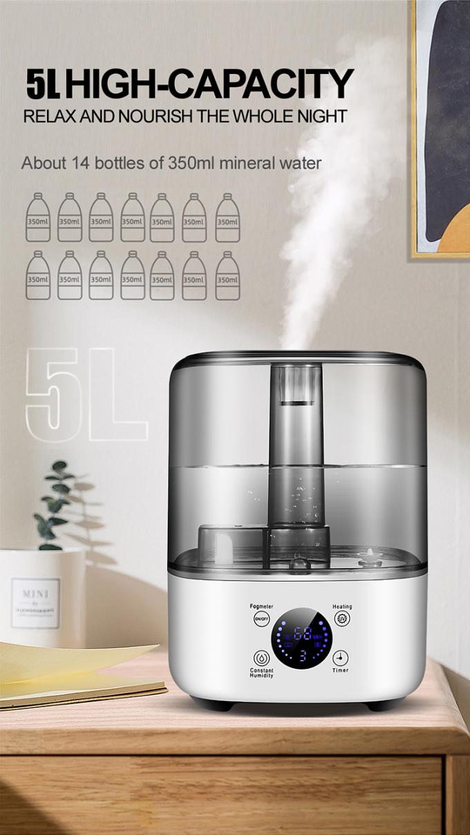 HOMEFISH เครื่องปรับความชื้นขนาดใหญ่ 5 ลิตร ที่ไม่มี BPA พร้อมสายไฟฟ้า UV 5