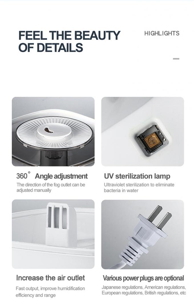 HOMEFISH เครื่องปรับความชื้นขนาดใหญ่ 5 ลิตร ที่ไม่มี BPA พร้อมสายไฟฟ้า UV 15