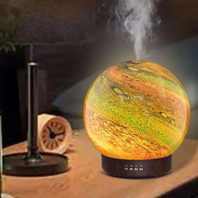 ราคาดี 3D Planet Beautiful Design เจ็ดสี แสงอารม่า Diffuser กระจกลูกกล่องตกแต่งน้ํามันอิทธิพล์ Diffuser สําหรับโต๊ะทํางานบ้าน ออนไลน์