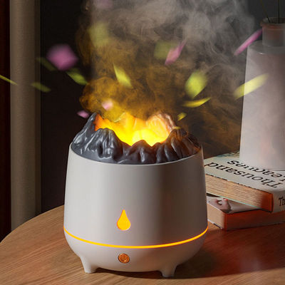 ราคาดี มินิ 400 มิลลิลิตร เครื่องปรับอากาศไฟ อัลตรasonic Oil Diffuser Warm Light Simulated Volcano Flame Aroma Diffuser เครื่องปรับอากาศ ออนไลน์